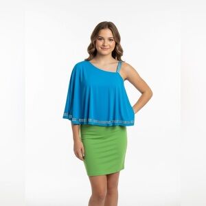 Elisa B Tween Assymetric Shoulder Dress 16 NWT Boutique‎